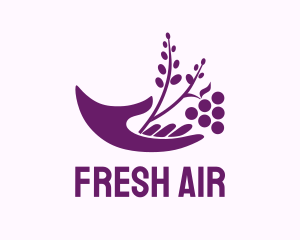 Hand Grape Plant  logo design