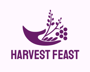 Hand Grape Plant  logo design