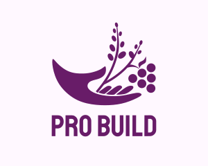 Hand Grape Plant  logo design