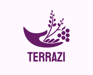 Hand Grape Plant  logo design