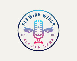 Wings Dj Microphone logo design