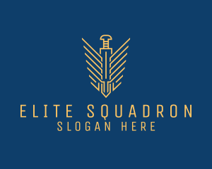 Squadron - Screw Dagger Wings logo design