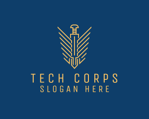 Corps - Screw Dagger Wings logo design