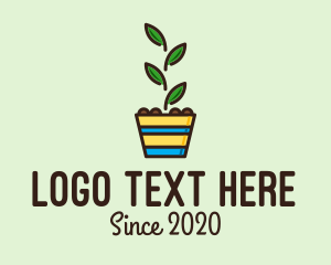 Potted - Colorful Plant Pot logo design