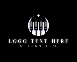 Musical Instrument - Moon Piano Keyboard logo design