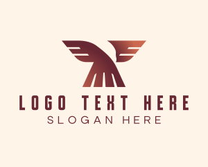 Aeronautics - Eagle Wing Letter T logo design