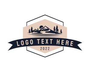 Hiker - Mountain Summit Campsite logo design