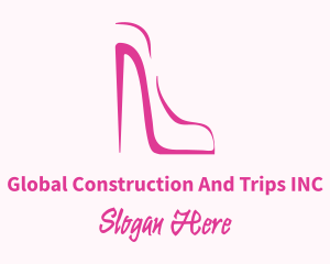 Minimalist Pink Stiletto  Logo