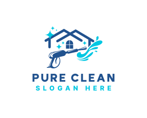 Pressure Washer Clean House logo design