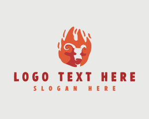 Butcher - Barbecue Fire Beef logo design