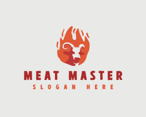 Barbecue Fire Beef logo design