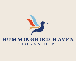 Flying Hummingbird Feathers logo design