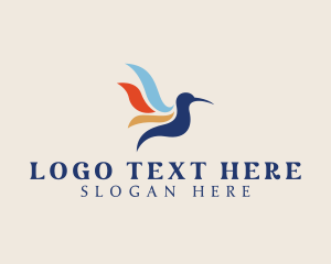 Hummingbird - Flying Hummingbird Feathers logo design