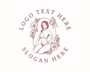 Nude - Floral Naked Woman logo design