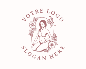 Floral Naked Woman  Logo