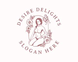 Lust - Floral Naked Woman logo design