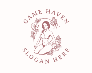 Flawless - Floral Naked Woman logo design
