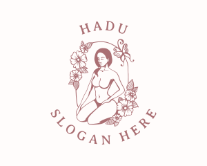 Modeling - Floral Naked Woman logo design