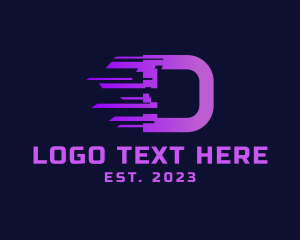 Data Transfer - Digital Network Letter D logo design