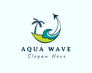 Beach Wave Airplane logo design