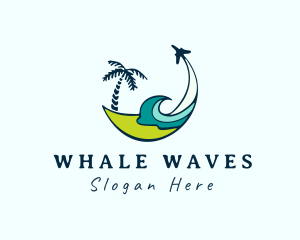 Beach Wave Airplane logo design