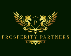 Wealth - Royal Pegasus Shield logo design