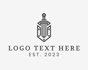 Letter V - Sword Shield Warrior logo design