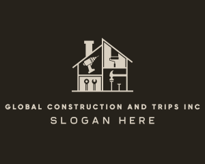 Drill - House Construction Repair logo design