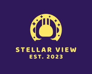 Stargazing - Yellow Space Astronaut logo design