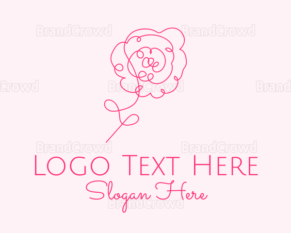 Pink Minimalist Rose Flower Logo