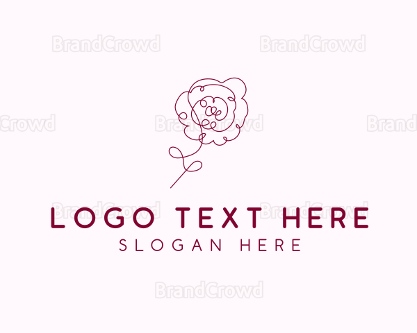 Pink Rose Flower Logo