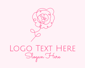 Flower Shop - Pink Minimalist Rose Flower logo design