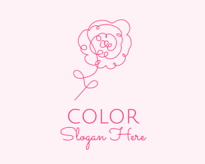 Pink Minimalist Rose Flower  Logo