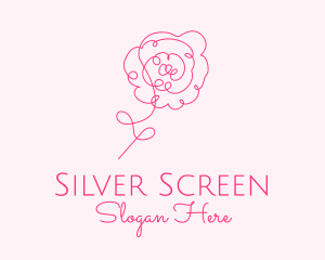 Pink Minimalist Rose Flower  Logo