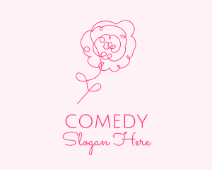 Pink Minimalist Rose Flower  Logo