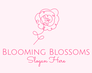 Blooming - Pink Minimalist Rose Flower logo design