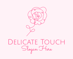 Dainty - Pink Minimalist Rose Flower logo design