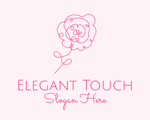 Delicate - Pink Minimalist Rose Flower logo design