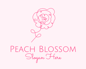 Pink Minimalist Rose Flower  logo design