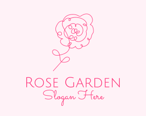 Rose - Pink Minimalist Rose Flower logo design