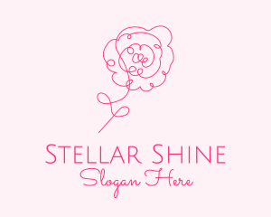 Pink Minimalist Rose Flower  logo design