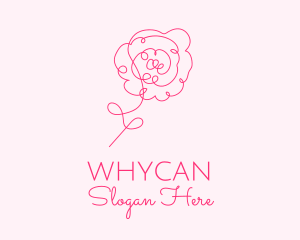Pink Minimalist Rose Flower  logo design