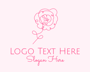 Pink Minimalist Rose Flower  Logo