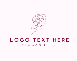 Pink Rose Flower  logo design