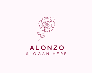 Pink Rose Flower  logo design