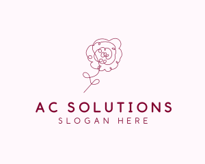 Pink Rose Flower  logo design