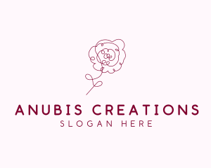 Pink Rose Flower  logo design