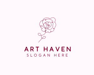 Pink Rose Flower  logo design