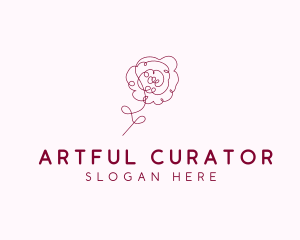 Pink Rose Flower  logo design