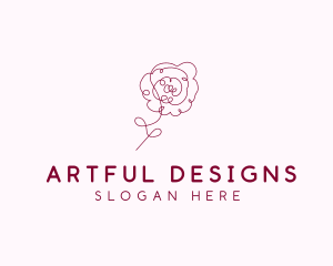 Pink Rose Flower  logo design